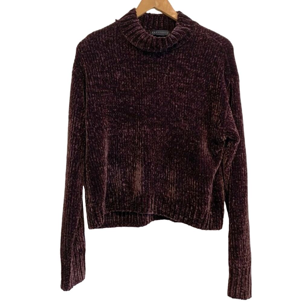 Sanctuary Deep Purple Ribbed Turtleneck Sweater